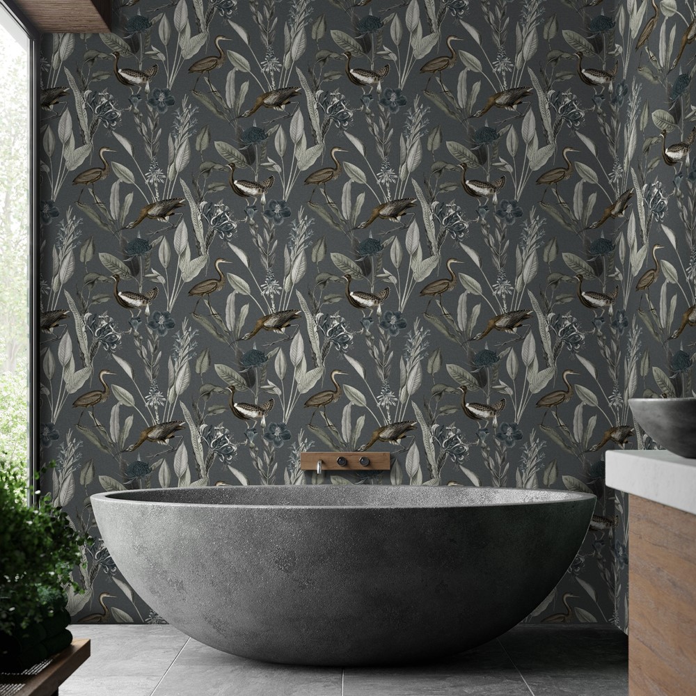 Glasshouse Wallpaper 111718 by Graham & Brown in Midnight Blue